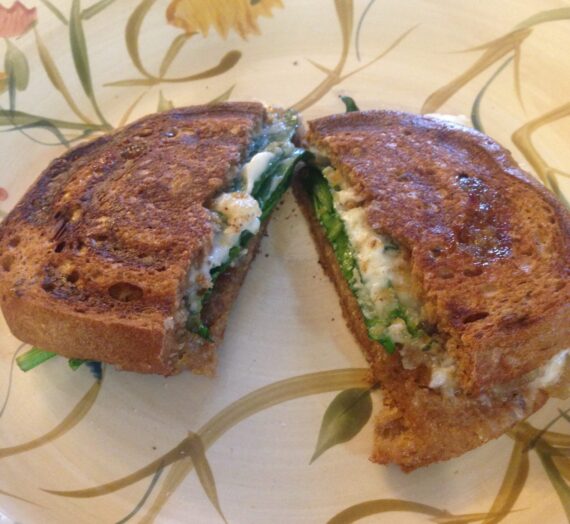 Spiced Pear Preserve, Brie, and Spinach Panini